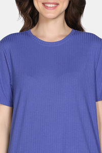 Zivame 2 Mile Fashion Knit Poly Short Set - Iris Bloom — thumbnail 8